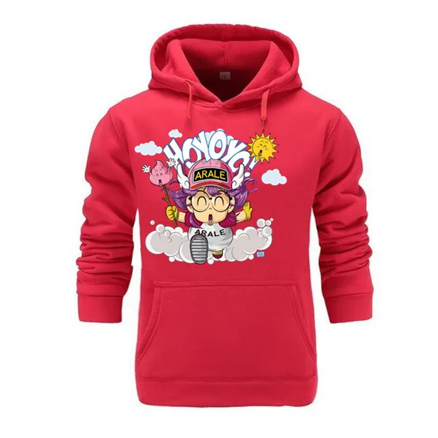Arale мультфильм мужские толстовки хип-хоп одежда флис уплотненные толстовки хлопок Прямая поставка толстовки мужские - Цвет: Красный