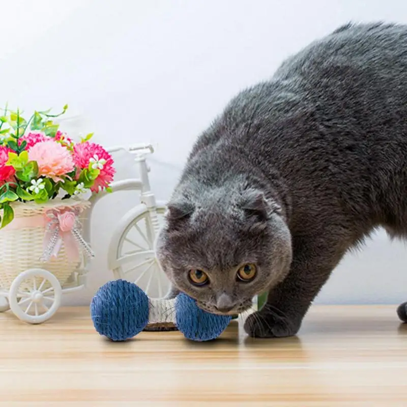 Кошка котенок сизаль Конопля гантели игрушки домашние животные царапина жевание Прорезыватель скрипучий игрушка