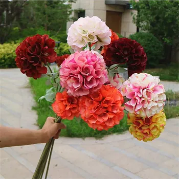 

10Pcs Fake Splendid Hydrangea (2 heads/piece) 30.71" Simulation Round Hydrangeas for Wedding Home Decorative Artificial Flowers