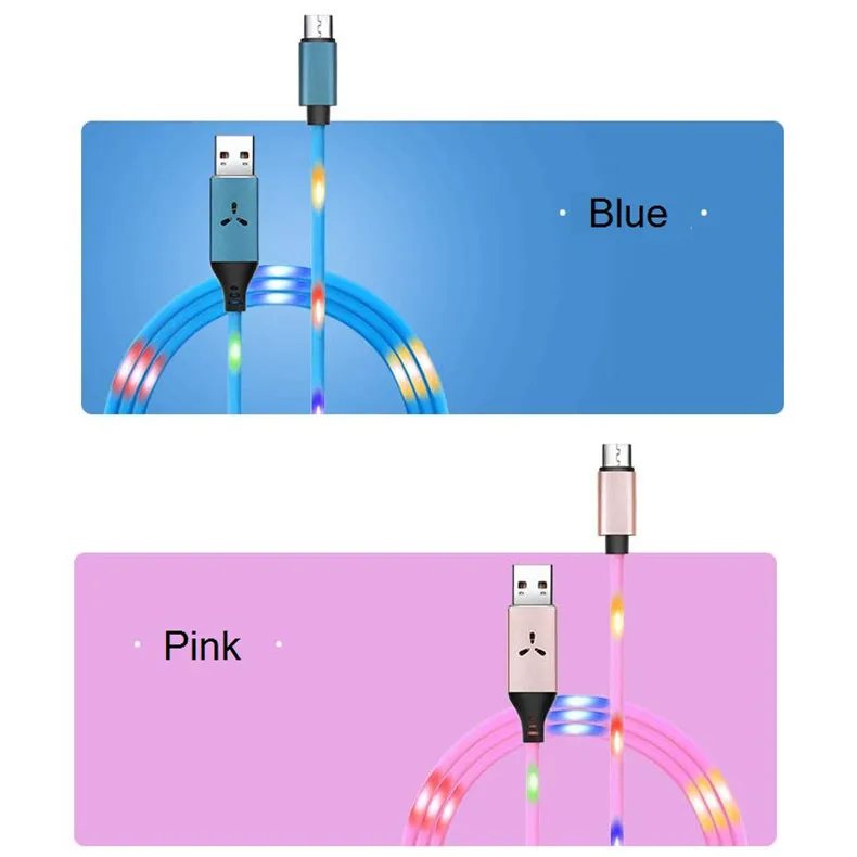 NOHON светодиодный мигающий usb-кабель для iPhone X, XS, XR, для samsung, S10, S9, быстрая зарядка, Тип C, Micro USB, шнур для передачи данных