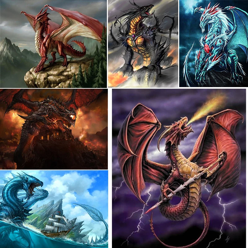

Full Round 5D Diamond Painting Cross Stitch Pattern art 5D Diamond Embroidery Dragon diamond Mosaic Resin Home Decor