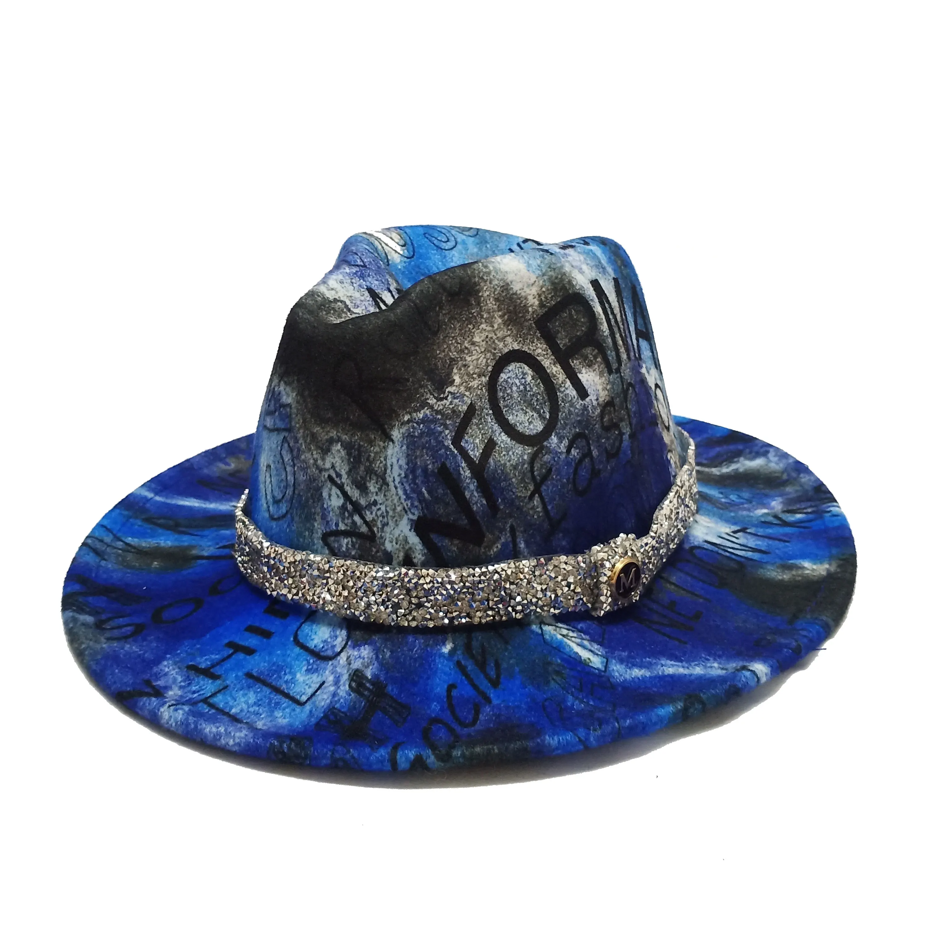 Sense of Universe Technology Fedora Hat Spring Autumn New Bright Color Jazz Hat Men Women Felt Hat Tie-dye Wool-like Panama Hat straw fedora hat mens Fedoras