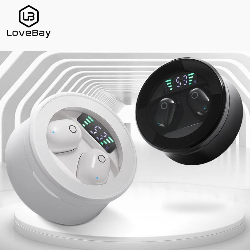 LOVEBAY Wireless 5 0 Bluetooth Earphone LED Display Gaming Headset With Mic Handsfree Wireless Earbuds Sports Stereo Earbuds