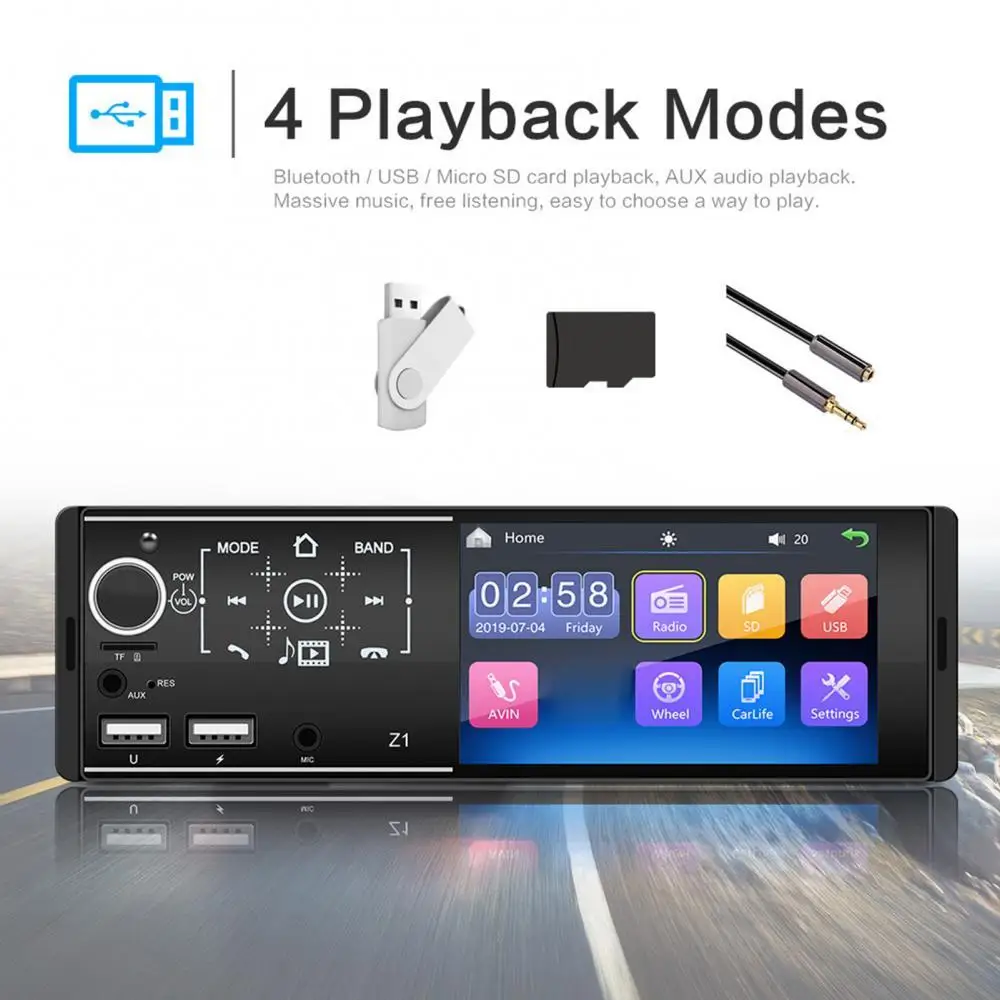 Hot Sales Z1 Car MP5 Player Bluetooth-compatible 4.1 Inch Touch Screen Auto FM Stereo Audio Radio | Автомобили и мотоциклы