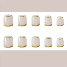 584-Золотой Французский маникюр готовой продукции xin niang kuan кончик ногтей поддельные ногти патч Маникюр