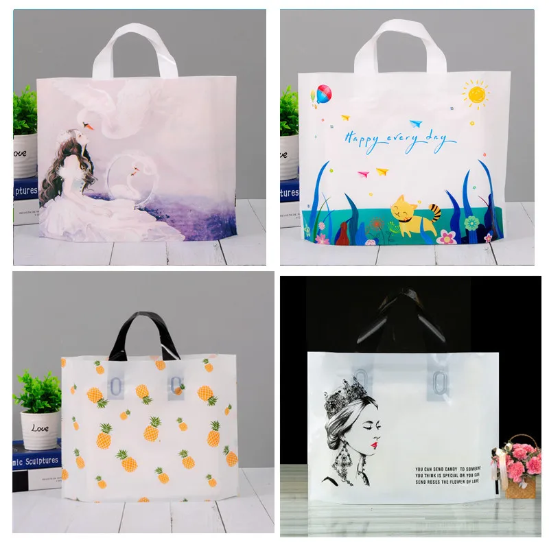 50pcs Thick Large Plastic Bags Creative Fashion Shopping Jewelry