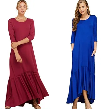 

clothing OWLPRINCESS 2020 Winter Women's New Long Dress round Neck Solid Color Pocket Expandable Dress