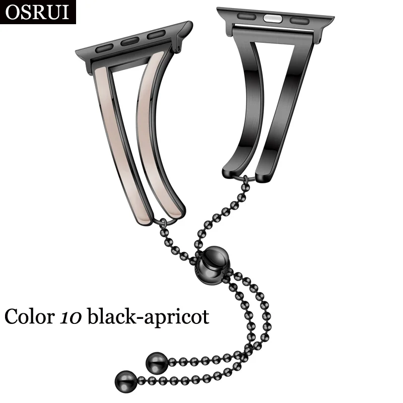 black-apricot Ремешок для Apple watch band 5 4 44 мм 40 мм из нержавеющей стали iWatch 42 мм 38 мм ювелирный ремешок для часов браслет ремень 3 2 Аксессуары для часов - Цвет ремешка: black-apricot