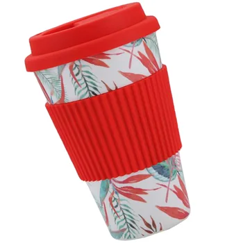 

1pc Bamboo Fiber Coffee Cup with Lid Coffee Mug Travel Coffee Cup for Cafe (Red)