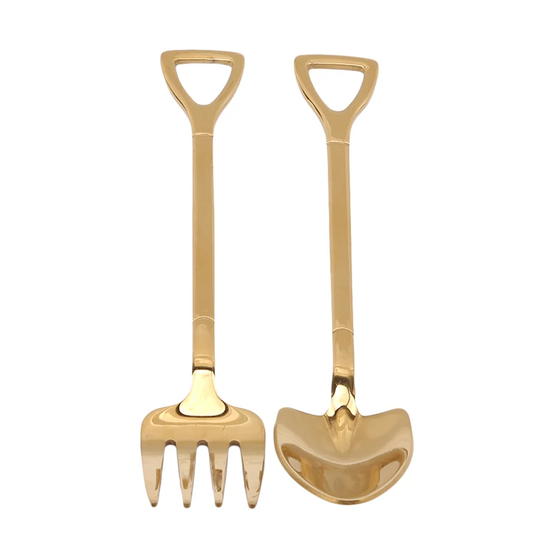4Pcs/set Stainless Steel Shovels Forks Multicolor Coffee Stir Fruit Dessert Cake Cutlery Table Accessories Creative Tableware