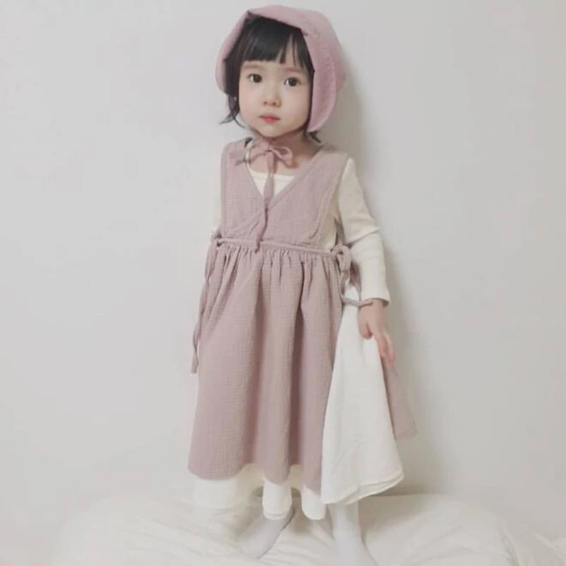 

2020 New Korean Japan Style Summer Toddler Lovely Princess Dress Linen Cotton Casual Fashion Clothing Baby Girls Dress