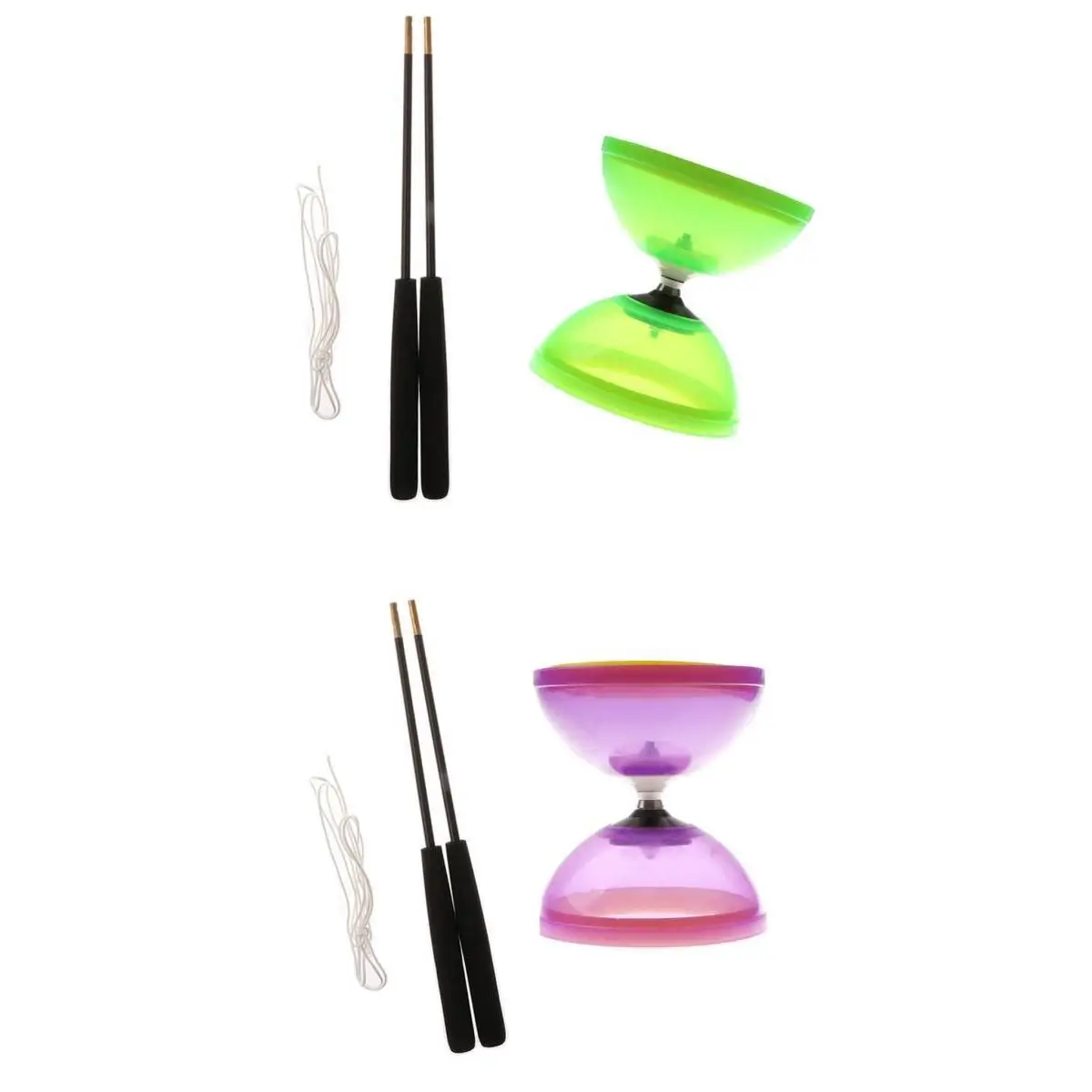 2x Professional 1-Bearing 5-inch Chinese Yoyo Diabolo Toy & Aluminum Sticks