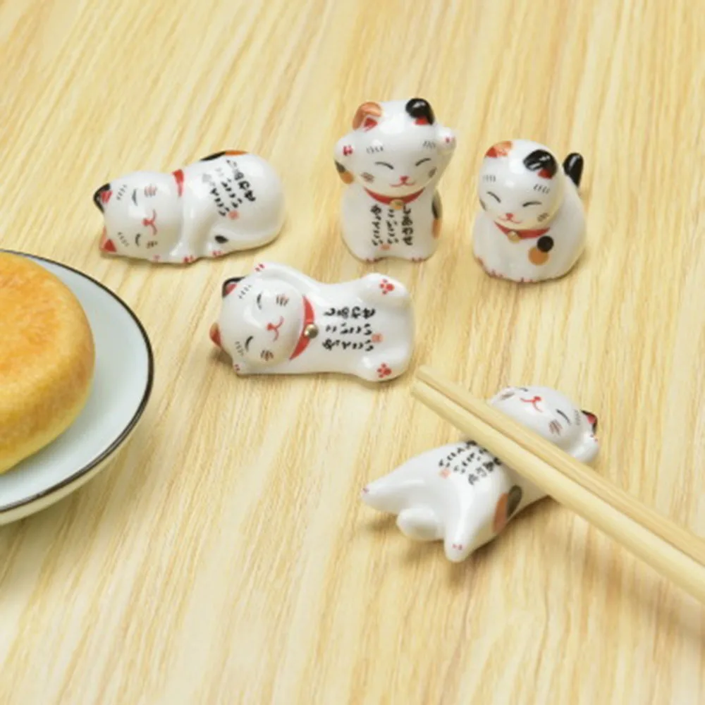 Японский стиль Lucky Cat Палочки для еды держатель Нежный керамический мультфильм палочки для еды коврик Домашняя Кухня Посуда Украшение Стола