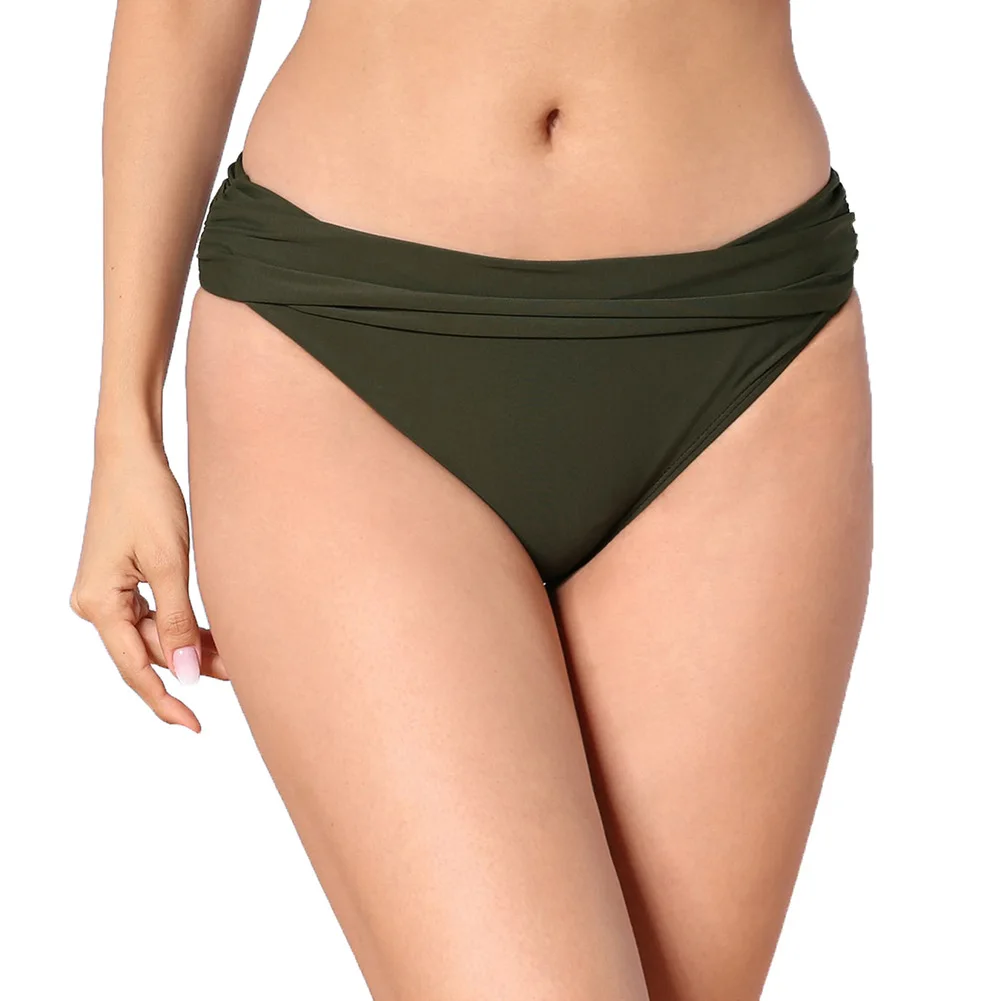 

2019 New Style Pleated Edge Bikini Swimming Trunks One-Piece Triangular Conservative Belly Covering Slimming WOMEN'S Dress Beach