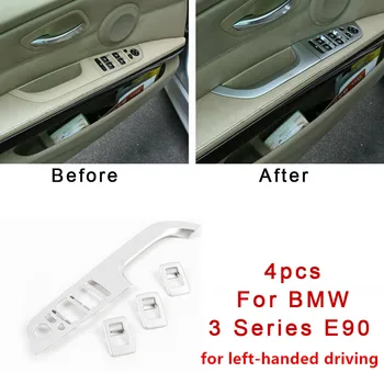 

New Arrival High Quality 4pcs Chrome Door Window Switch Button Cover Trim For BMW 3 Series E90 Sedan