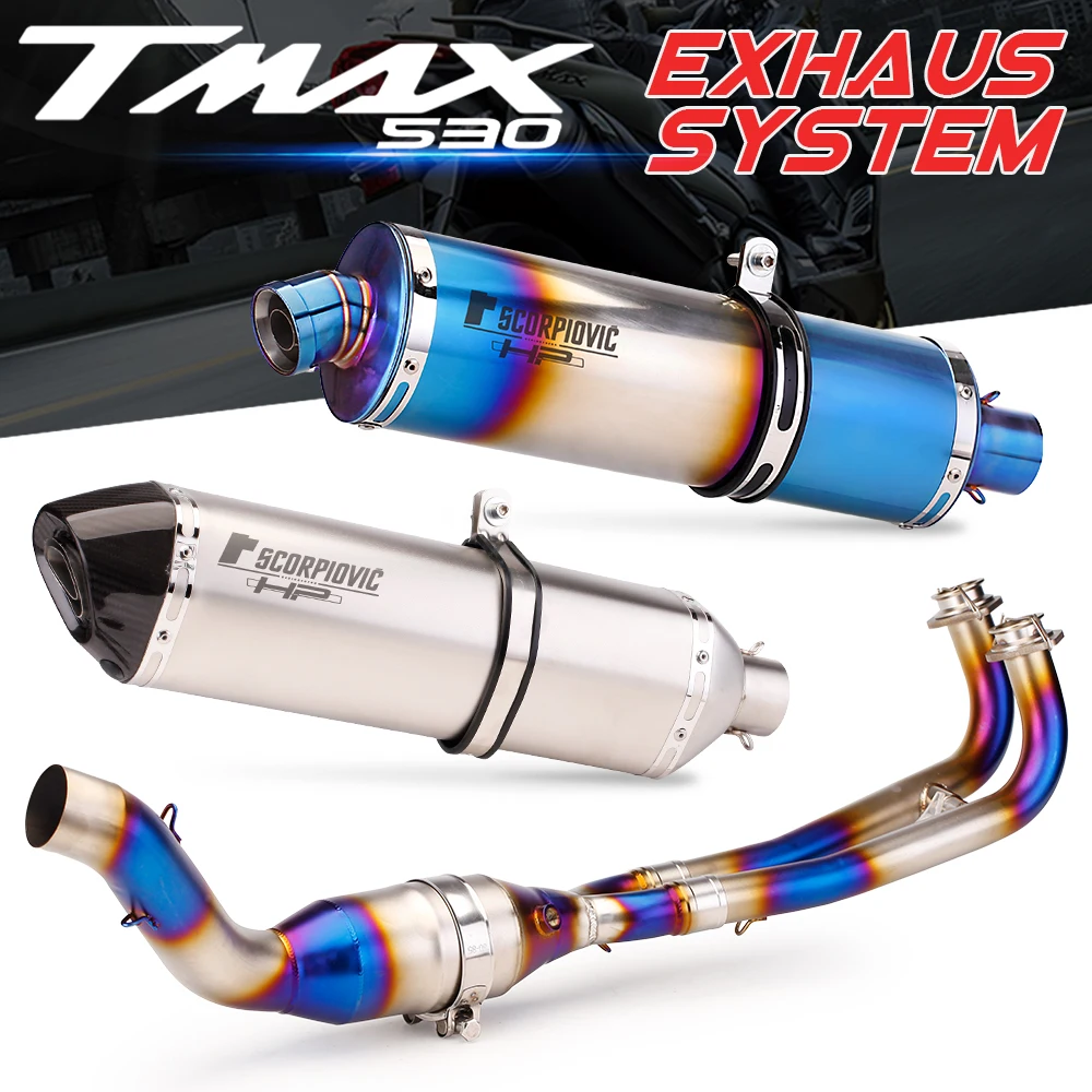 

Motorcross Exhaust Full System Motorcycle Muffler Modified Escape Moto Front Pipe Slip on For TMAX530 TMAX 560 T TMAX 530 17-20