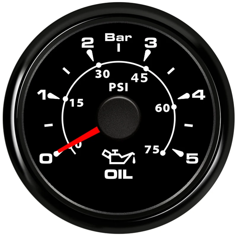 52 мм указатель давления масла манометры 0-5Bar водонепроницаемый датчик давления масла 0-75psi ЖК-дисплей для авто, грузовик, лодка судно яхта RV