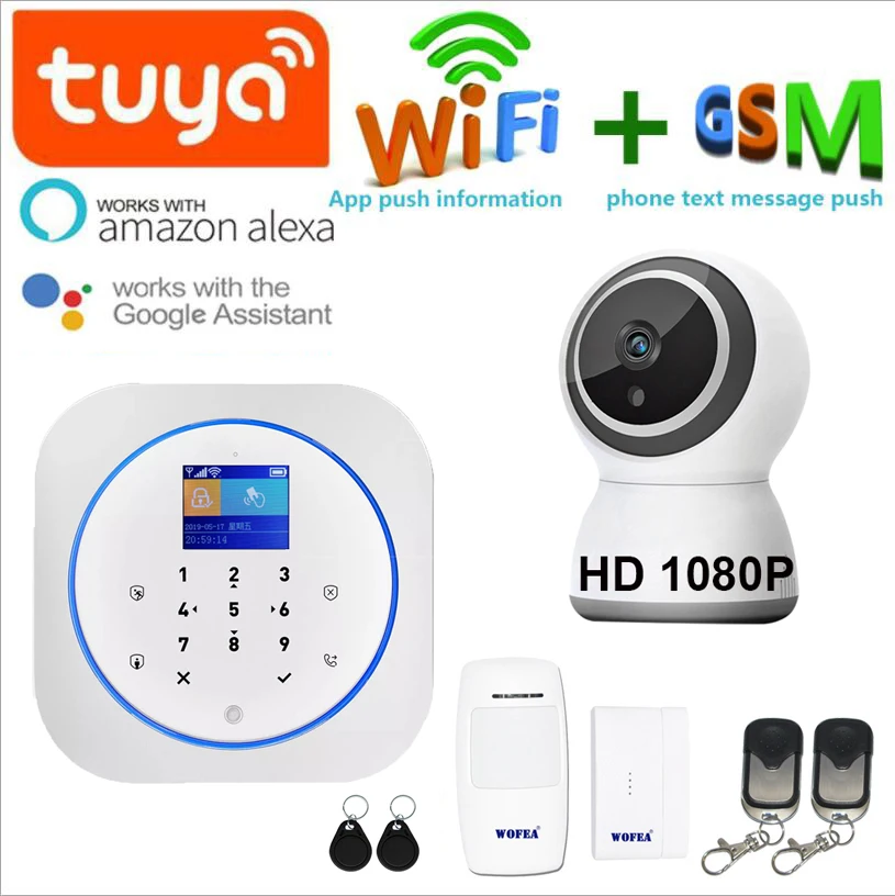 Wofea Беспроводной Wi Fi и GSM сигнализация rfid метка домашняя охранная комплект tuyasmart