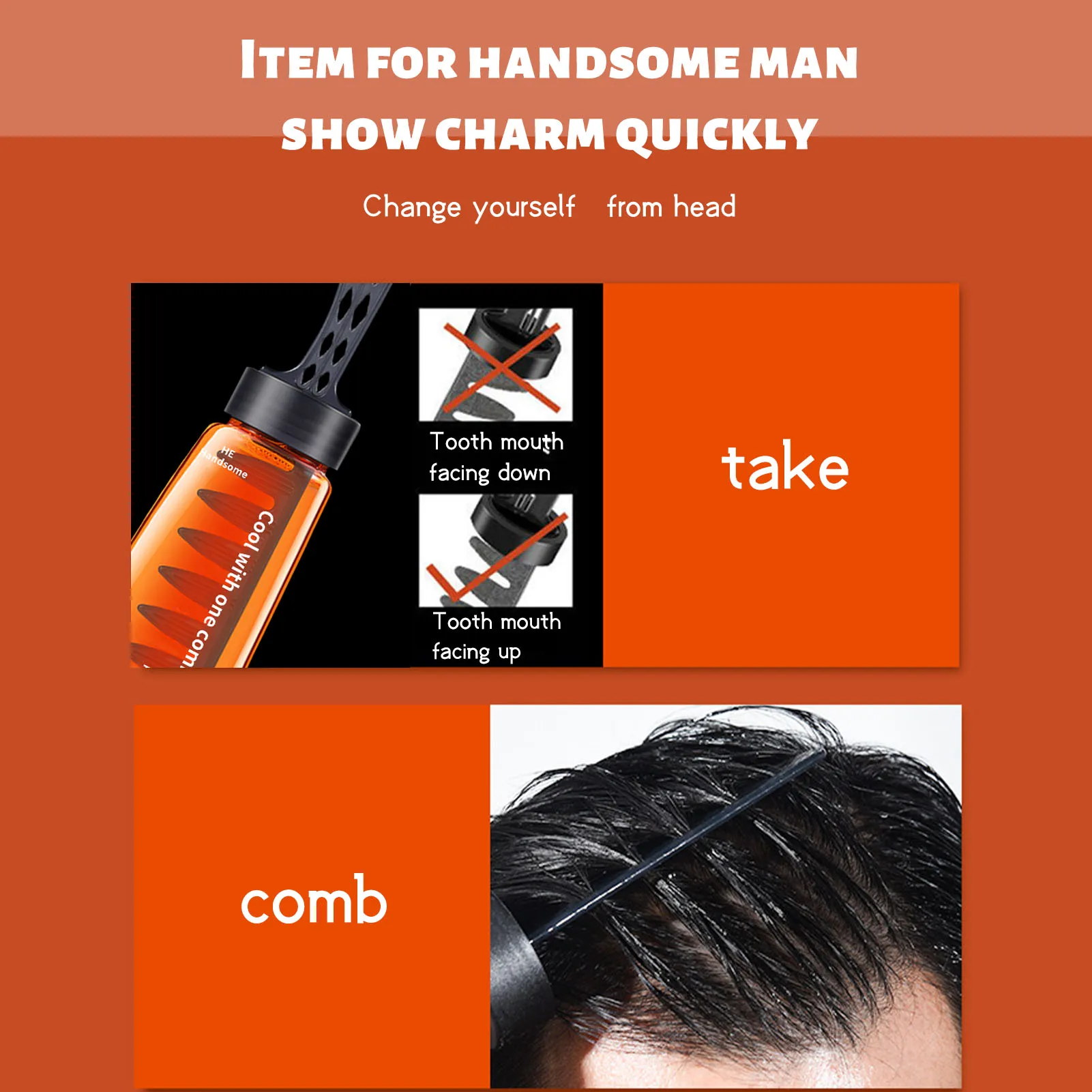 280ml 100% Pure Argan Oil,Vitamin E Men's Oil Head Styling Gel With Comb  Moisturizing, Non-greasy, Non-sticky Hair Styling Cream
