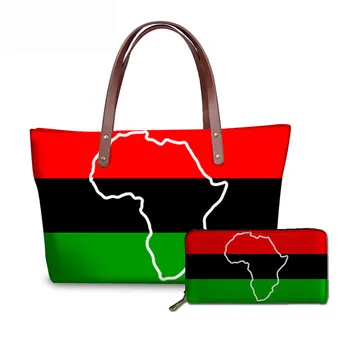 

THIKIN 2020 Fashion Women Tote Handbag Afro American Pan African UNIA Flag Lady Shoulder Bags Purse Custom Sac Bolsas Femininas
