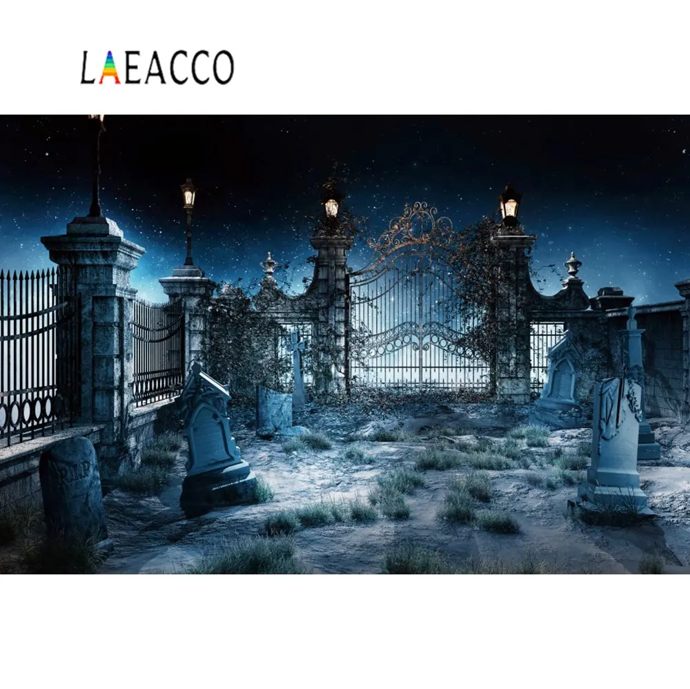 Laeacco Хэллоуин фоны для фотографии гробница парк блестящая Звезда страшная ночь фотографии фоны фотосессия Фотостудия