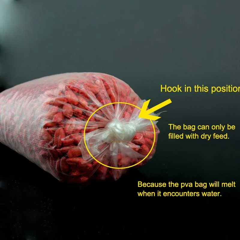 Fishing PVA Bags 50Pcs/Lot PVA Water Soluble Fishing Bait Bag Quick Water Soluble Baits Bags Carp Fishing PVA Refill Bait Bag for Solid Baits