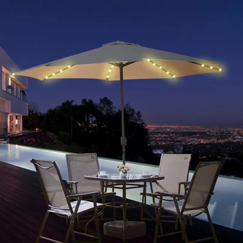 Alwaysme 200cm 250cm 300cm 10 Ft Solar Powered Led Lighted Patio Umbrella Adjustment And Fade Resistant Patio Umbrellas Bases Aliexpress