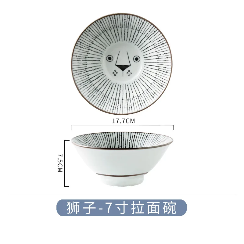 Креативный керамический японский стиль и ветер подглазурь ручная роспись японская столовая посуда кошка рисовая чаша ramen Чаша Блюдо - Цвет: A 5