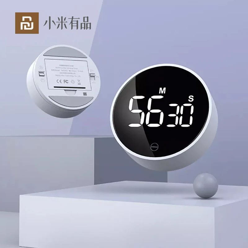 

New Youpin Timer Rotation Timing Adjustable Sound Brightness Magnetic LED Digital Display Kitchen Clock Interval Training Timer