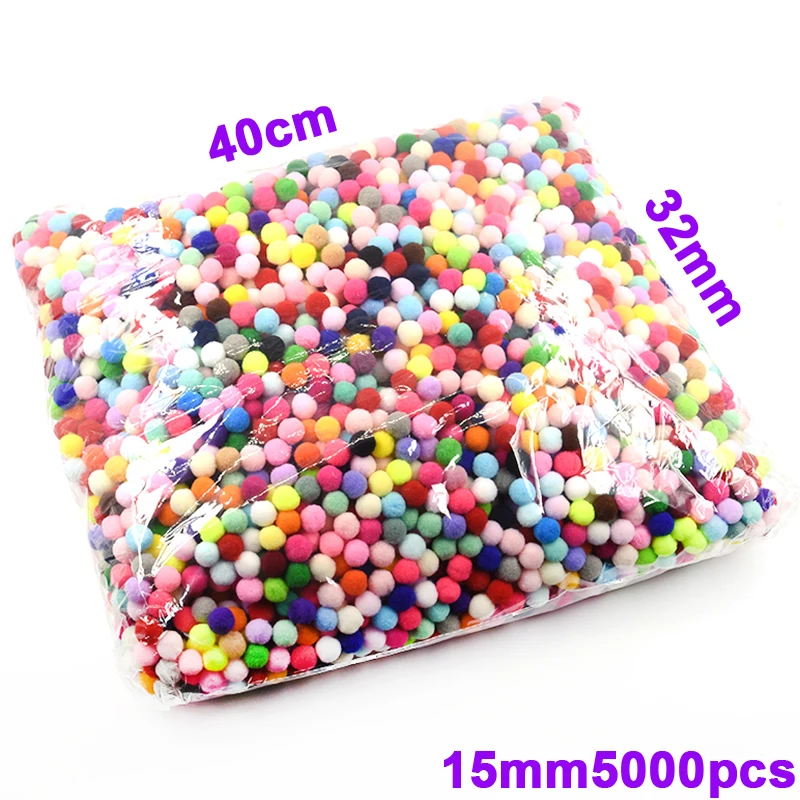 10000 шт 8/10/15/20/25/30 мм Мини пышная Нижняя Pom Poms помпонами ручной работы для детей игрушки свадебный Декор DIY товары для шитья и рукоделия - Цвет: 15mm 5000pcs