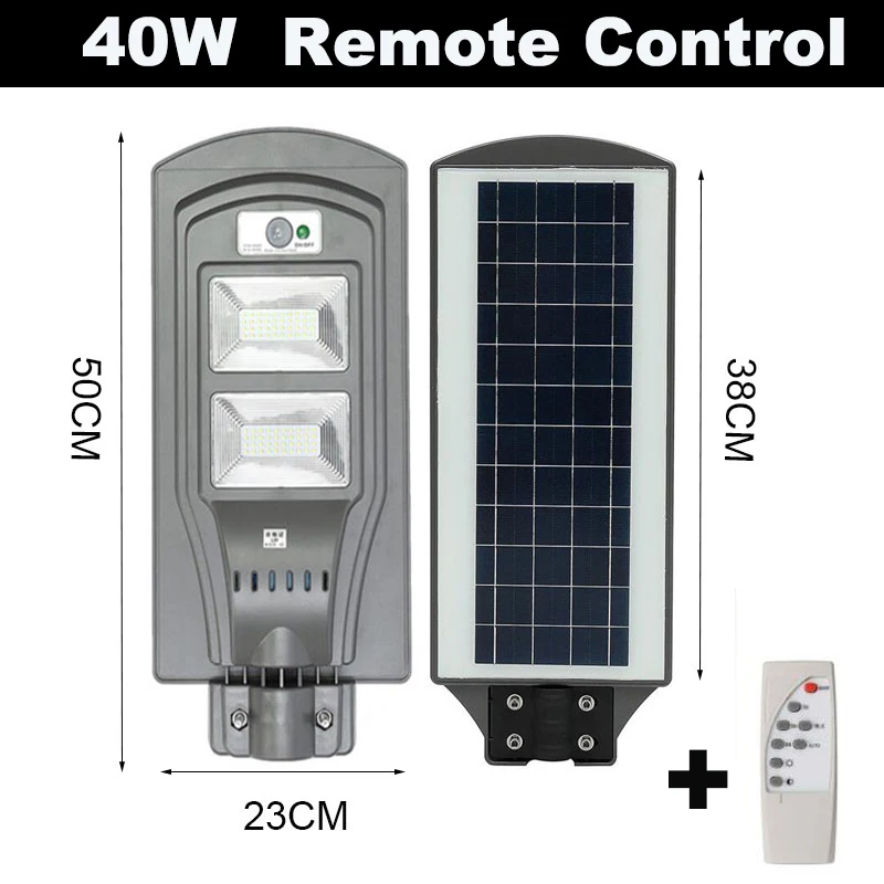 40W Remote Control BEYLSION 20 Вт 40 Вт 60 Вт Светодиодный уличный фонарь на солнечной батарее, лампа на солнечной батарее, уличный светильник, солнечный садовый светильник, уличный светодиодный светильник на солнечной батарее, PIR датчик - Испускаемый цвет: 40W Remote Control