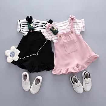 

Infant Baby Girl Baby Summer Clothing Striped Top Strap Shorts Set for Newborn Baby Girls Clothes 1st Birthday Outfits Cool Sets