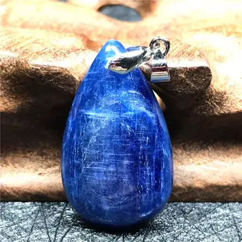 

Natural Blue Kyanite Beads Pendant For Women Lady Crystal 30x18x6mm Cat Eye Gemstone Crystal Water Drop Necklace Pendant AAAA