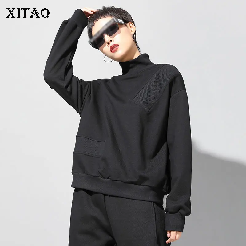 XITAO Harajuku футболка с стоячим воротником Женская модная футболка размера плюс Европейский Стиль Женская одежда Осень Зима футболка DMY1607