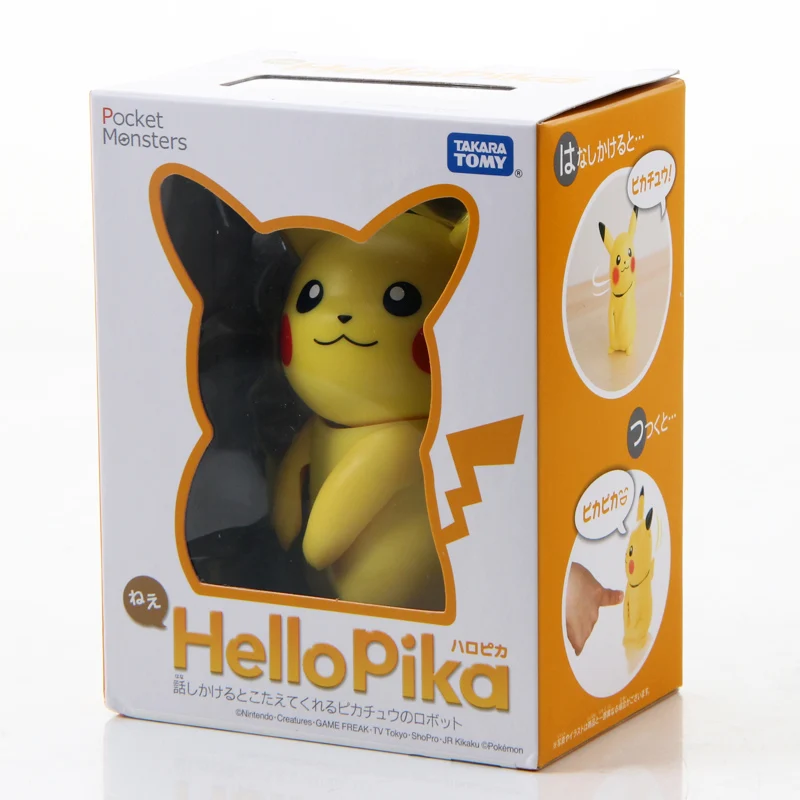 

Genuine TAKARA TOMY pokemon pikachu toys Hello Pika pokemones Voice control robot dolls for child birthday gifts 11CM with box