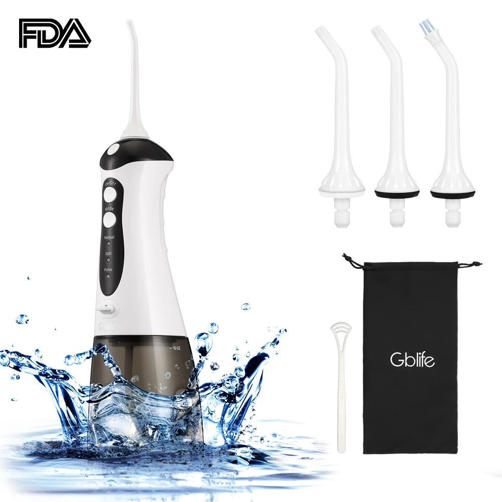 GBlife FC159 ирригатор для полости рта USB Перезаряжаемый водный Флоссер переносная зубная вода струя 300 мл резервуар для воды Водонепроницаемый очиститель зубов - Цвет: White
