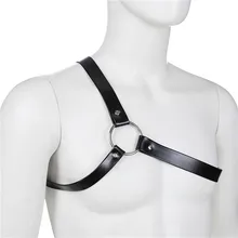 Men Cosplay BDSM Bondage Exotic Tanks Belts Punk Adjustable Body Chest Harness Shackle Faux Leather Metal Goth Shoulder Belt