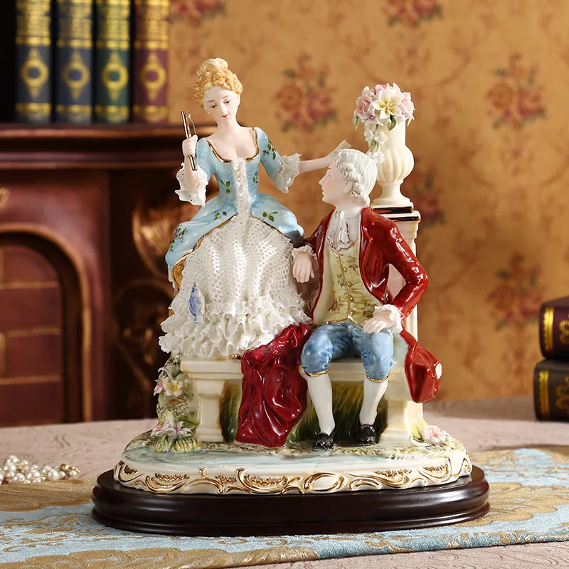 Home Decoration Accessories Men And Women Sit On A Roman Column Fishing Decor Figurine Office Ornament Objects Ceramic Gift | Дом и сад