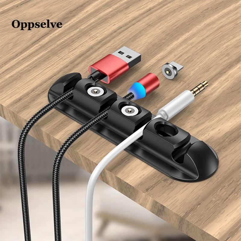 

Oppselve Cable Organizer Magnetic Plug Box USB Cable Winder Flexible Wire Management Clips Wire For Earphone Phone Line