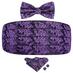 YF-2004 Hi-Tie Шелковый мужской широкий пояс галстук-бабочка модный фиолетовый цветочный мужской Регулируемый классический пояс для смокинга