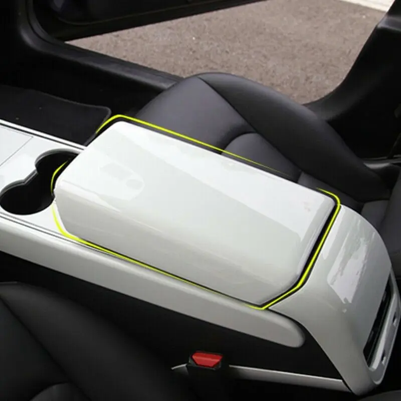 Белый автомобильный подлокотник Крышка центральной консоли накладка коробка для Tesla модель 3