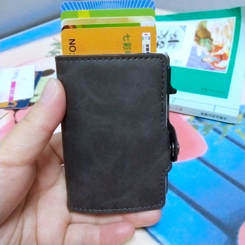 BiPtyDam алюминиевый Женский Мужской карт-Холдер, кошелек Тонкий Мини Rfid Блокировка кошельки выскальзывает визитная карточка держатель Porte Carte Credito