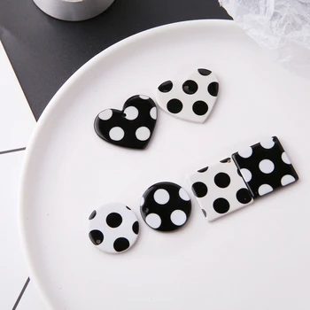 

10pc New Romantic Japan Acetate Earrings For Girls Black White Dot Square Love Pendant Geometric Earring Diy Jewelry Accessories