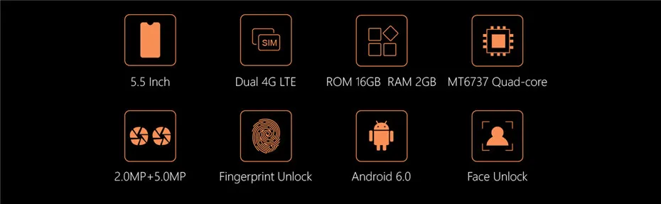 XGODY K20Pro 5," 18:9 Смартфон Android 6,0 Dual 4G Sim 2 Гб 16 Гб MTK6737 четырехъядерный 2300 МП WiFi мАч отпечаток пальца мобильный телефон