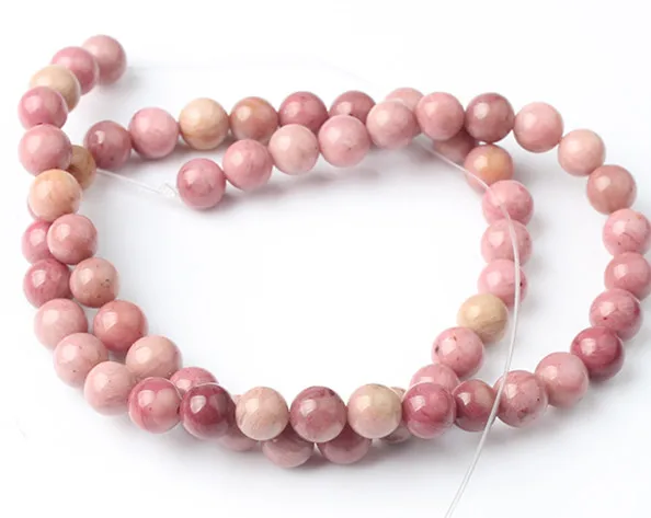 LIngXiang ювелирные изделия 4 6 8 10 12 мм розовый натуральный Родохрозит камень свободные бусины DIY браслет ожерелье