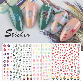 

1pcs Water Nail Decal and Sticker Flower Leaf Tree Green Simple Summer Slider for Manicure Nail Art Watermark Tips DIY