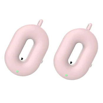 

2Pcs Personal Wearable Air Purifier Necklace Mini Portable Air Freshner Ionizer Negative Ion Generator Low Noise Pink