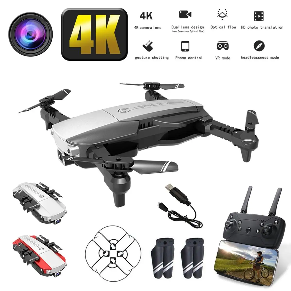 Nowy RC Drone 4K HD kamera powietrzna Quadcopter przepływ optyczny unosić się w powietrzu inteligentne śledzenie podwójny aparat fotograficzny pilot zdalnego sterowania helikopter z kamerą Nowy RC Drone 4K HD kamera powietrzna Quadcopter przepływ optyczny unosić się w powietrzu inteligentne śledzenie podwójny aparat fotograficzny pilot zdalnego sterowania helikopter z kamerą