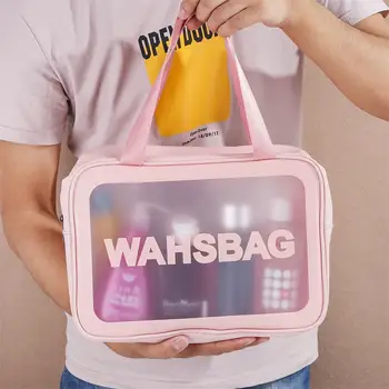 

Yiwu Manufacturers Direct Selling Makeup Bag New Products tou ming pu Travel Storage Capacity Square Wash Bag Customizable Logo