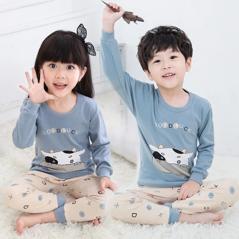 Детские зимние пижамы; Детская Хлопковая одежда для сна; пижамный комплект с героями мультфильмов для девочек; рождественские пижамы для мальчиков; детская одежда; pyjama enfant - Цвет: 11